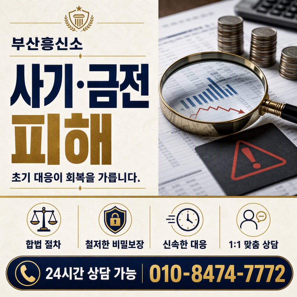 부산흥신소 부산 사기·금전 피해 · 초기 대응이 회복을 가릅니다